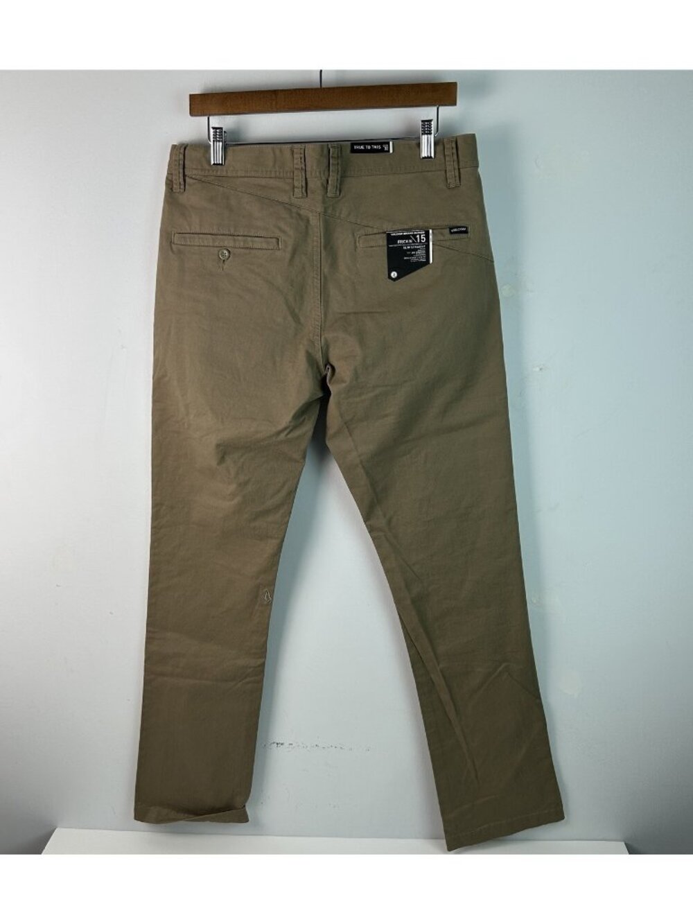 Brand New Mens Volcom Frickin Slim Chino Dark Khaki Size 32